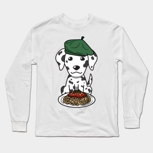 Dog eating Spaghetti - dalmatian Long Sleeve T-Shirt